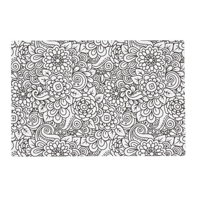 Floral Retro Doodle Placemat (Front)