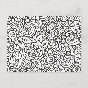 Floral Retro Doodle Postcard
