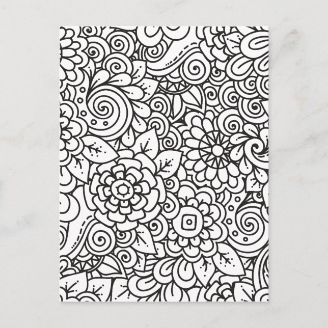 Floral Retro Doodle Postcard (Front)