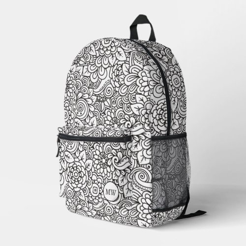 Floral Retro Doodle Printed Backpack
