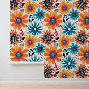 Floral Retro Flower Power Wallpaper