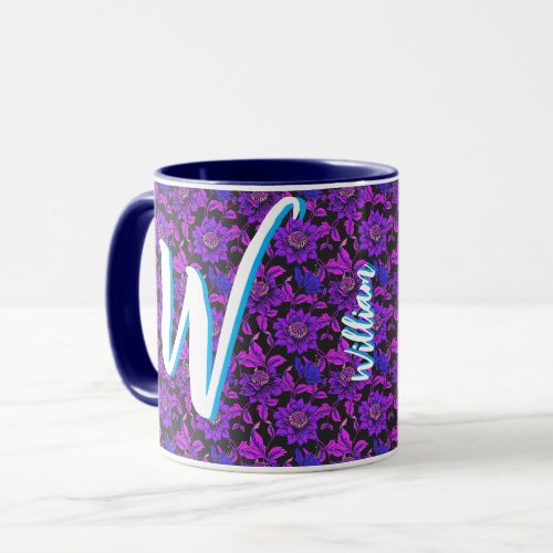 Floral Retro Gift (Name, Monogram) Antique Vintage Mug