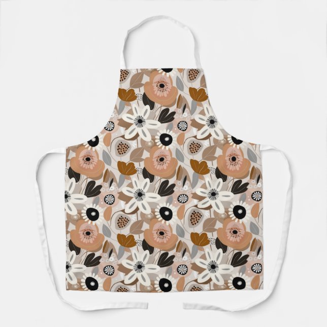 Floral Retro Mid-Century Modern Women's Apron (Front)