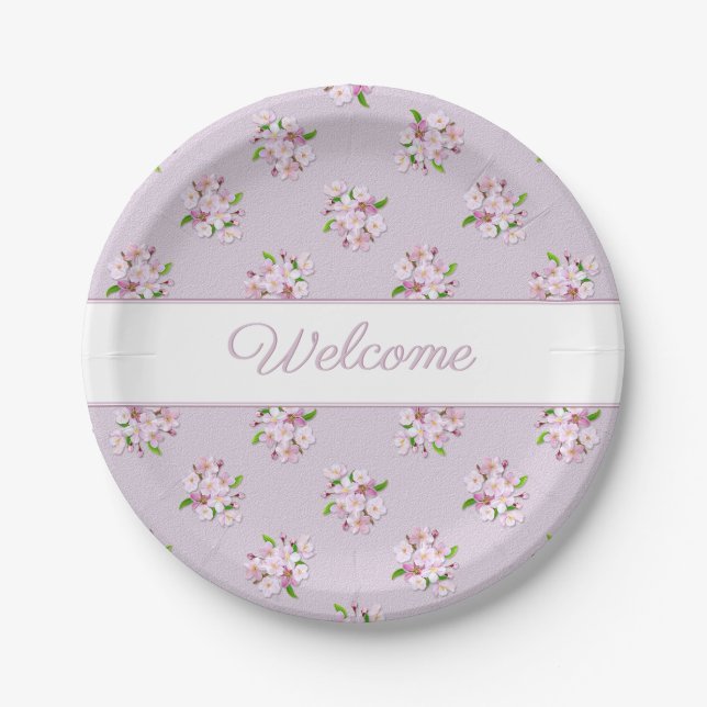 Floral Retro Pattern Paper Plates (Front)