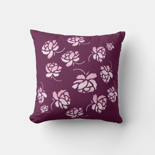 floral retro pattern throw pillow (Front)