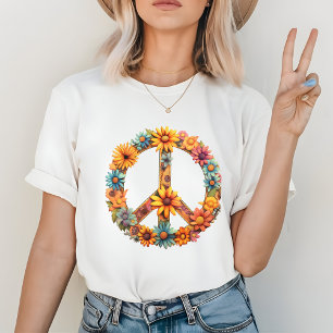 Floral Retro Peace Sign T-Shirt