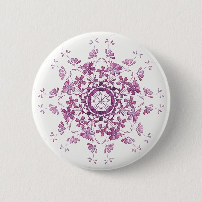 floral retro purple elment pinback button (Front)
