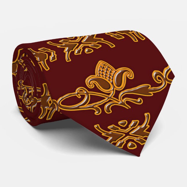 Floral Retro  Royal Pattern Neck Tie (Rolled)