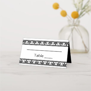 Floral Retro Thank You Black White Flower Wedding Place Card