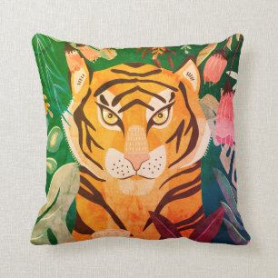 Floral Retro Tiger Pillow
