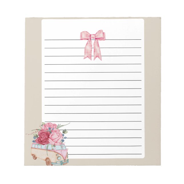 Floral Retro Van Lined Notepad  (Front)