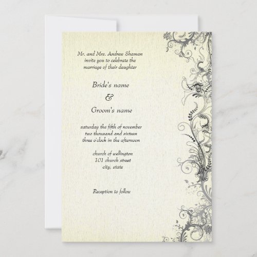 Floral retro wedding invitation card
