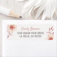 Pink Blush Botanical Floral Wedding Address Labels, Zazzle