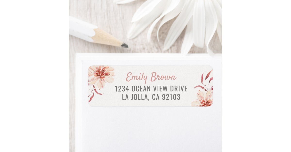 Elegant Pink Blush Floral Return Address Label, Zazzle