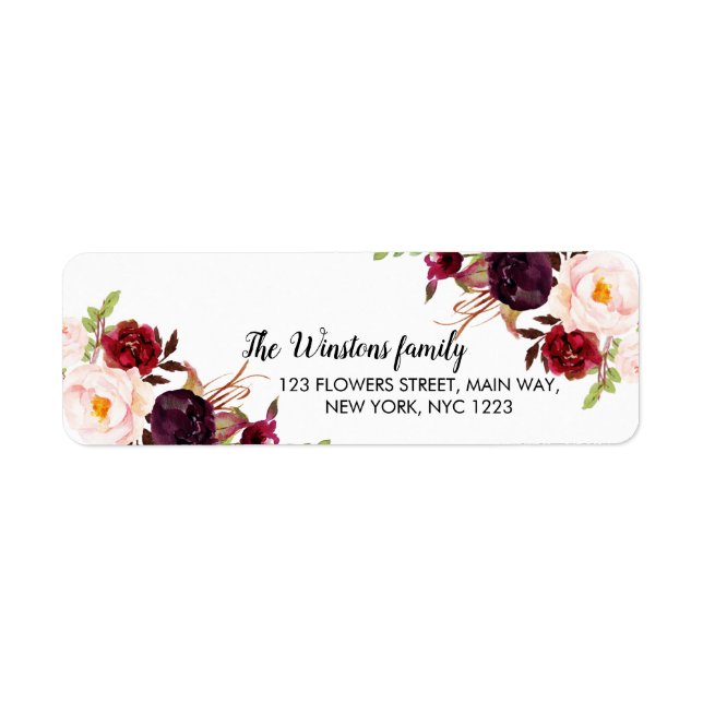 Floral Return Address Labels Personalized Custom (Front)