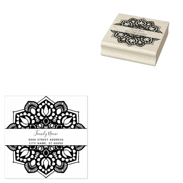 Floral Return Address Rubber Stamp (Stamped)
