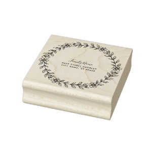 Floral Return Address Rubber Stamp