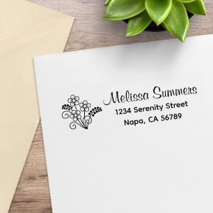 Floral Return Address Rubber Stamp