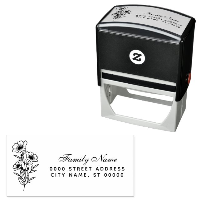 Floral Return Address Self-inking Stamp (In Situ)