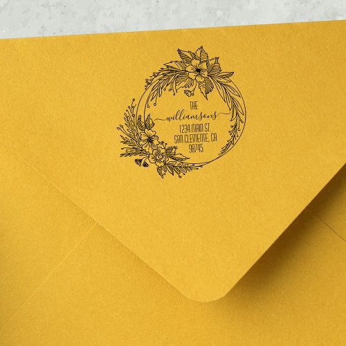 Floral Return Address Self_inking Stamp
