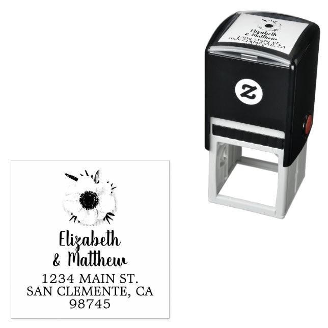 Floral Return Address Self-inking Stamp (In Situ)