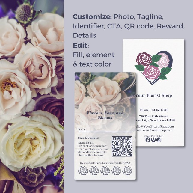 Floral Rewards Customizable Florist Loyalty Card (Floral Rewards Customizable Florist Loyalty Card)