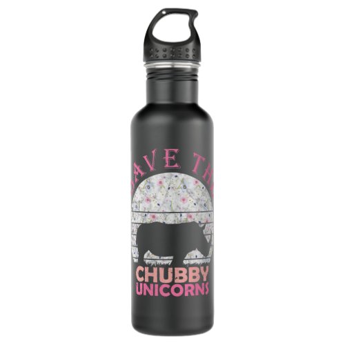 Floral Rhino for Girls _ Save The Chubby Unicorns  Stainless Steel Water Bottle