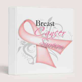 Floral Ribbon Breast Cancer Survivor 2 3 Ring Binder