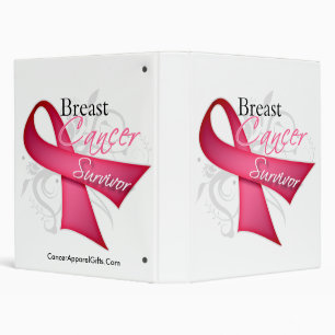 Floral Ribbon Breast Cancer Survivor 3 Ring Binder