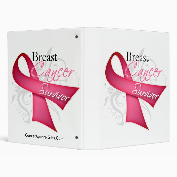 Floral Ribbon Breast Cancer Survivor 3 Ring Binder