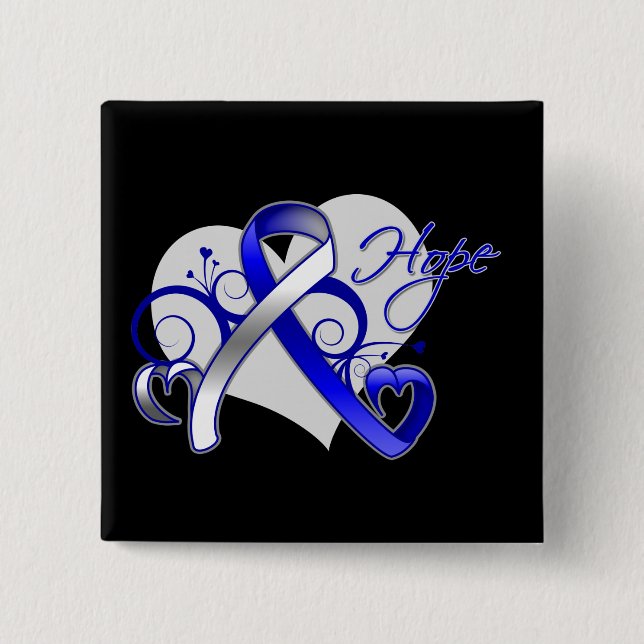 Floral Ribbon Hope - ALS Disease Pinback Button (Front)