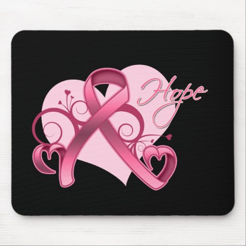 Floral Ribbon Hope _ Breast Cancer Mouse Pad