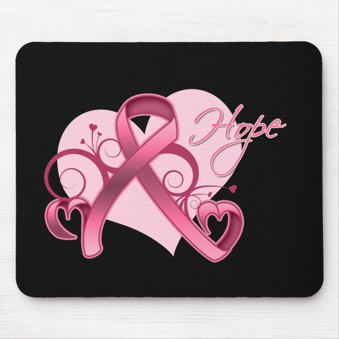 Floral Ribbon Hope   Breast Cancer Mouse Pad