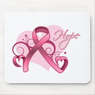 Floral Ribbon Hope - Breast Cancer Mouse Pad
