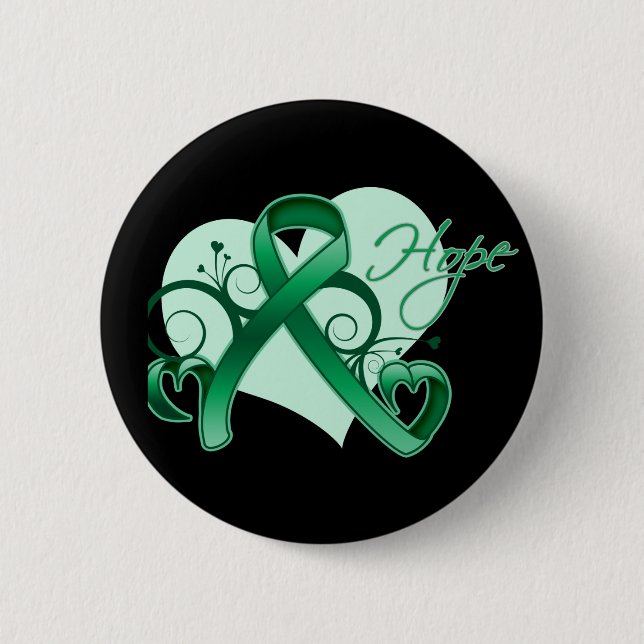 Floral Ribbon Hope - Liver Cancer Button (Front)
