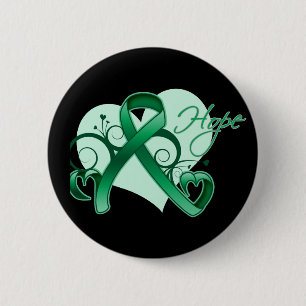 Floral Ribbon Hope - Liver Cancer Button