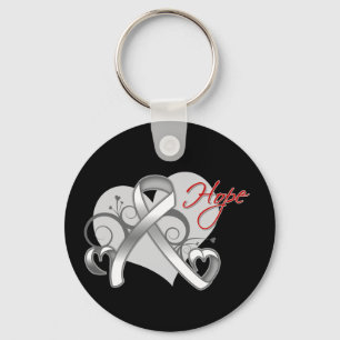Floral Ribbon Hope - Lung Cancer Keychain