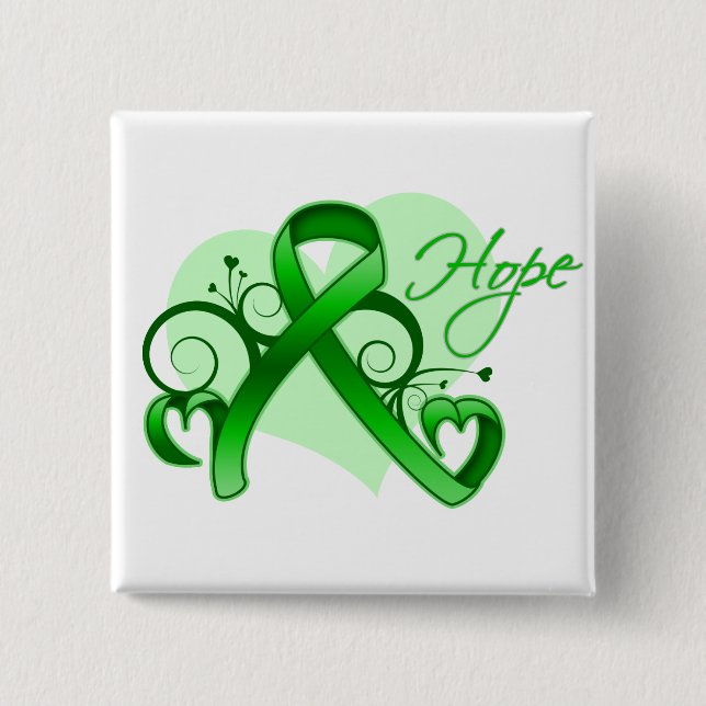 Floral Ribbon Hope - Mental Health Awareness Button (Front)