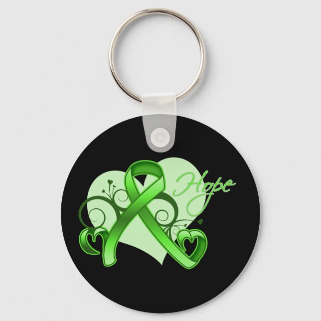 Floral Ribbon Hope - Non-Hodgkin's Lymphoma Keychain (Front)