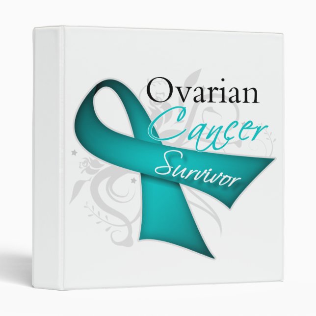 Floral Ribbon Ovarian Cancer Survivor Binders (Front/Spine)