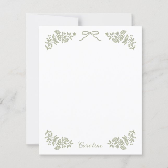 Floral Ribbon Stationary Paper (Front)