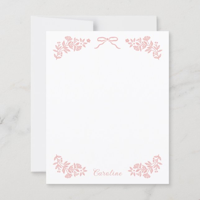 Floral Ribbon Stationary Paper (Front)