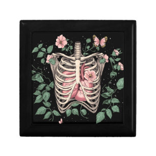 Floral Ribcage and Heart Botanical Illustration Gift Box