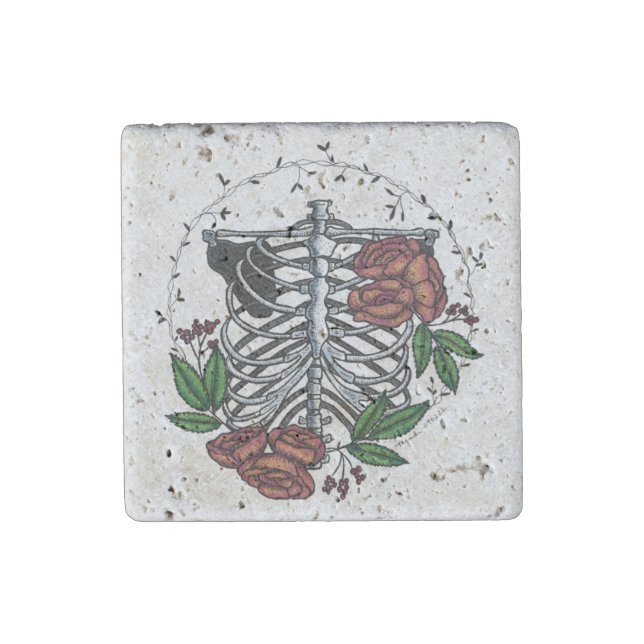 Floral Ribs Stone Magnet (Front)
