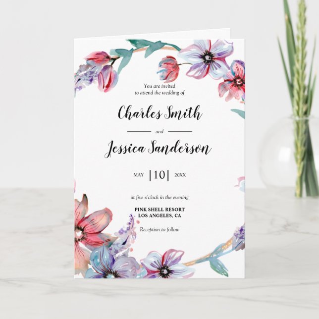 Floral Ring Wedding Invitation (Front)