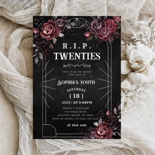 Floral RIP 20s 30th Birthday Death to my Youth Invitation
