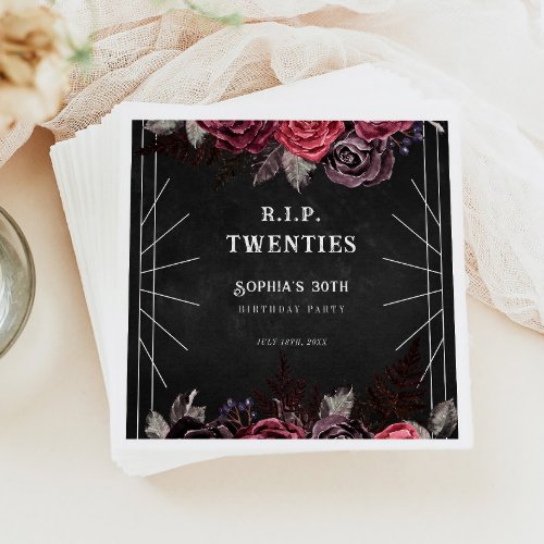 Floral Rip 20s 30th Birthday Party Paper Napkin
