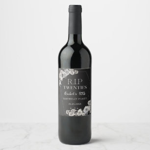 Floral Rip 20s 30th Birthday Party Wine Label