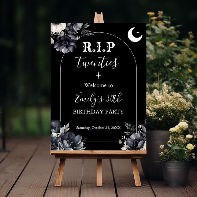 Floral RIP 20s 30th Birthday Welcome Sign (Creator Uploaded)