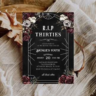 Floral RIP 30s 40th Birthday Death to my Youth Invitation